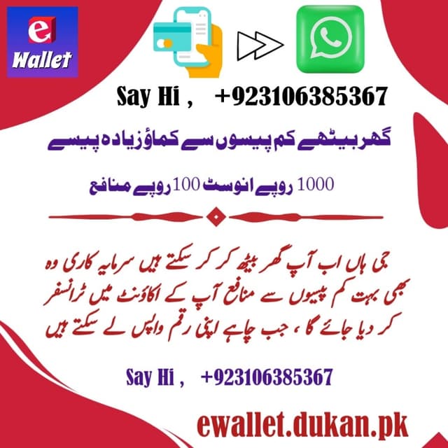 INVEST IN E WALLET ( Earn 100 ) From 1000